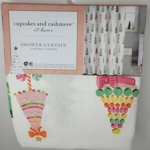 Cupcakes and Cashmere Christmas Candy Tree Pink Shower Curtain Pastel 72x72